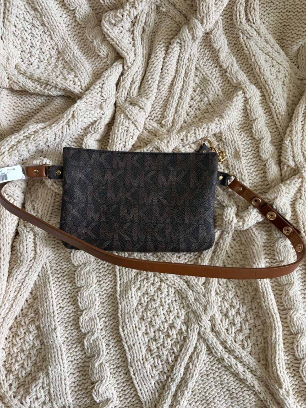 Michael Kors Dark Brown MK Logo Chain Crossbody - Picture 4 of 5